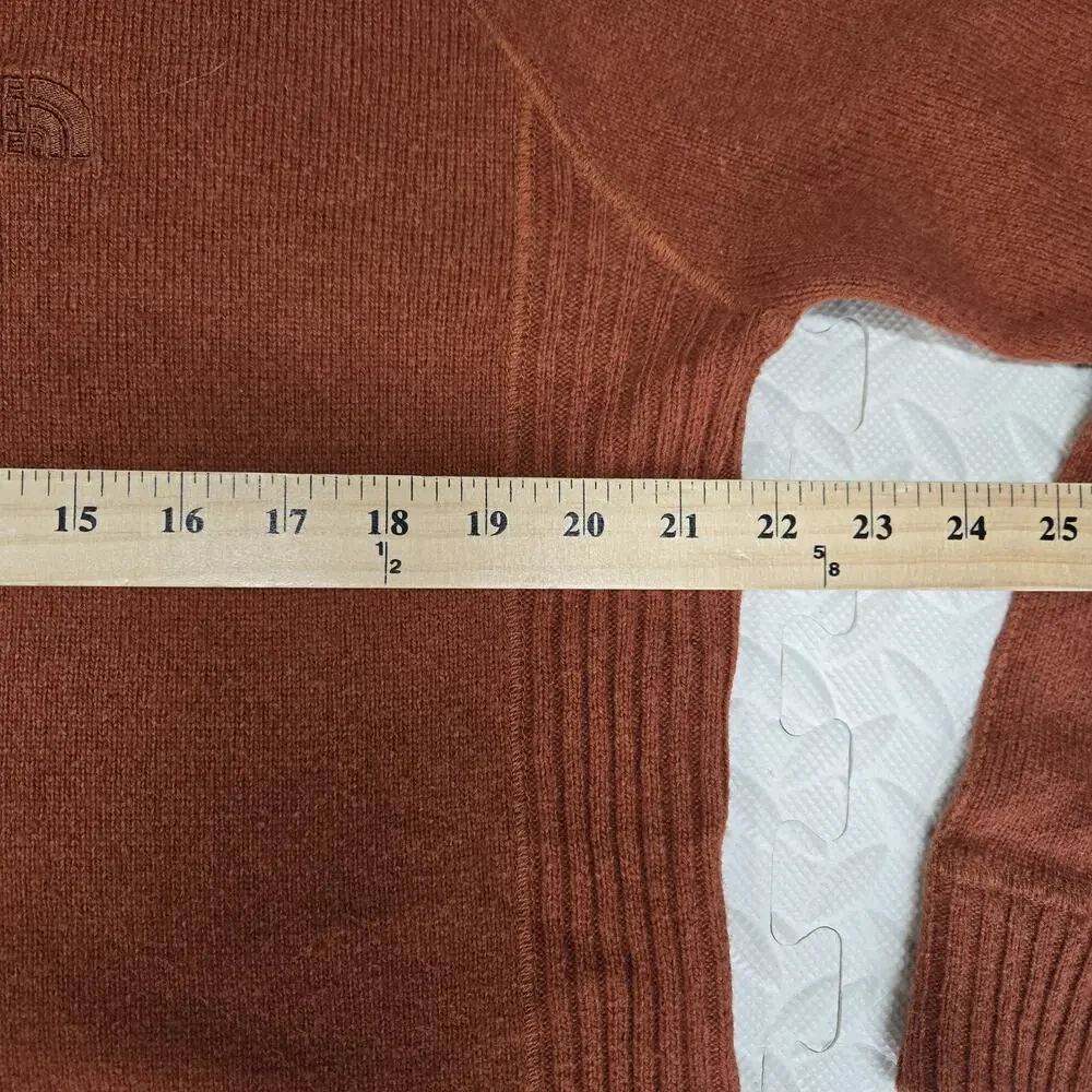 North Face Crew Neck Sweater Men Large Burnt Orange Wool Cotton Gorpcore Outdoor